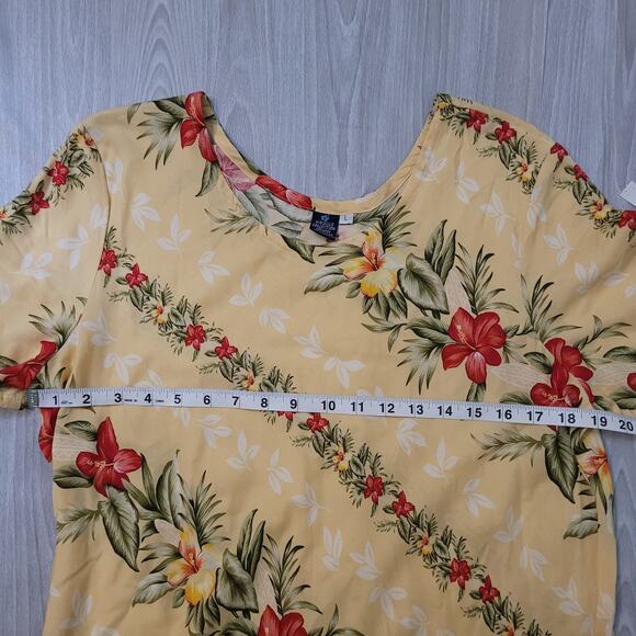 Hibiscus Collection Hawaiian Diagonal Floral Midi Summer Dress Hula -Size:	L - Picture 6 of 8